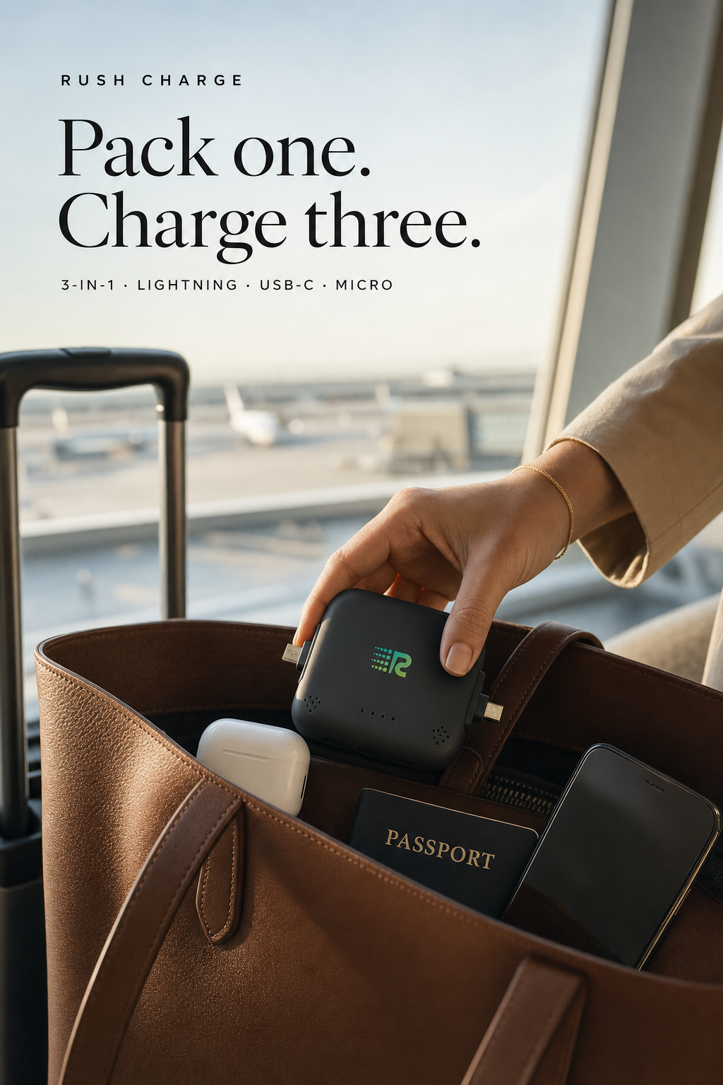 Pack one. Charge three. — travel lifestyle